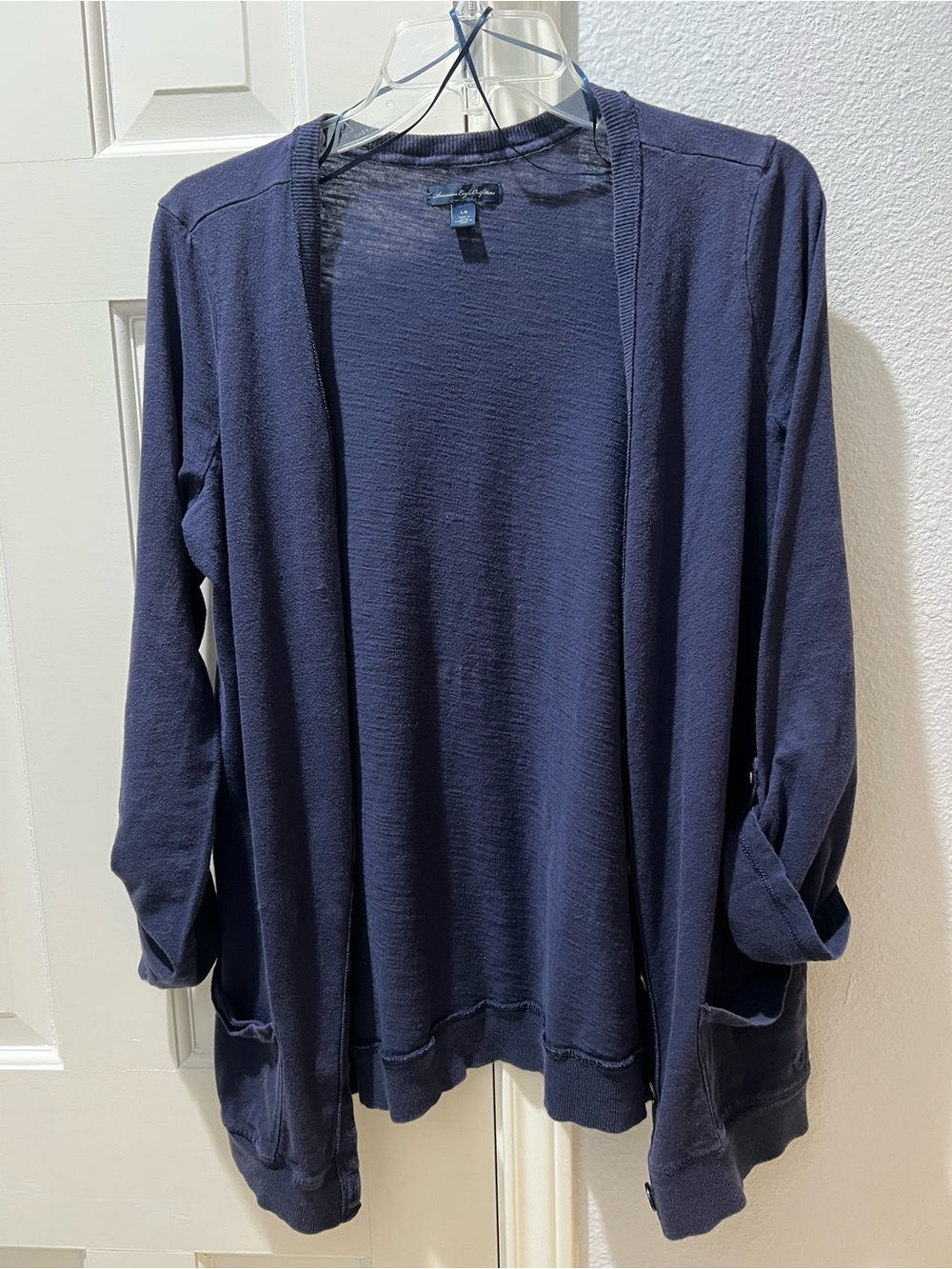 American Eagle Outfitters Navy Open-Front Cardigan 100% Cotton Size Large
